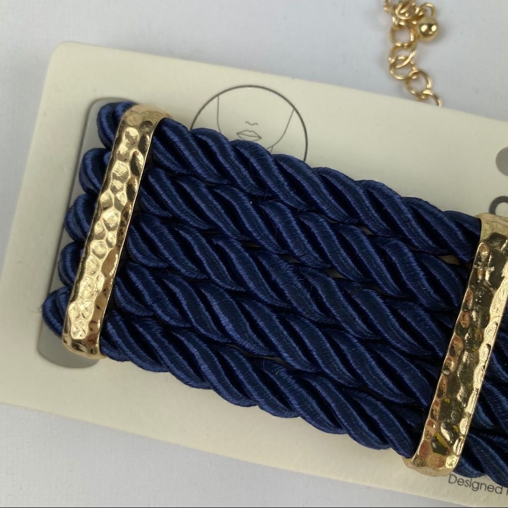 CORE Blue Twist Cord Layered Choker & Earnings Set - Picture 2 of 7